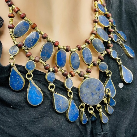 Afghan blue boho necklace - Picture 4 of 4